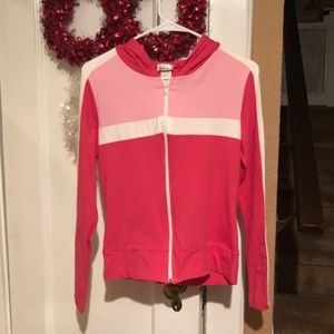Y2K vintage pink and white colorblock hoodie